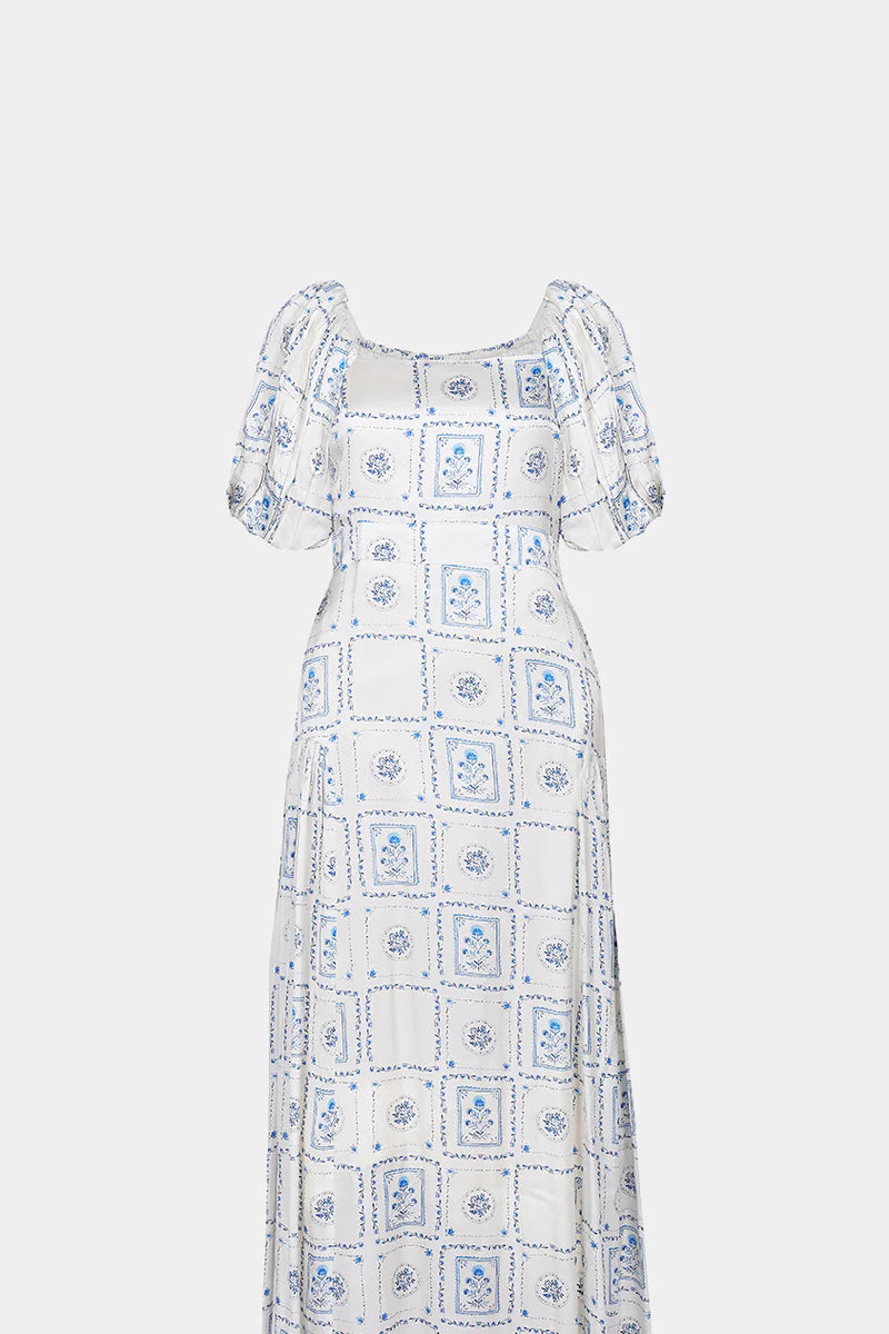 BRDR Chelsa Blue Floral Post Card Dress