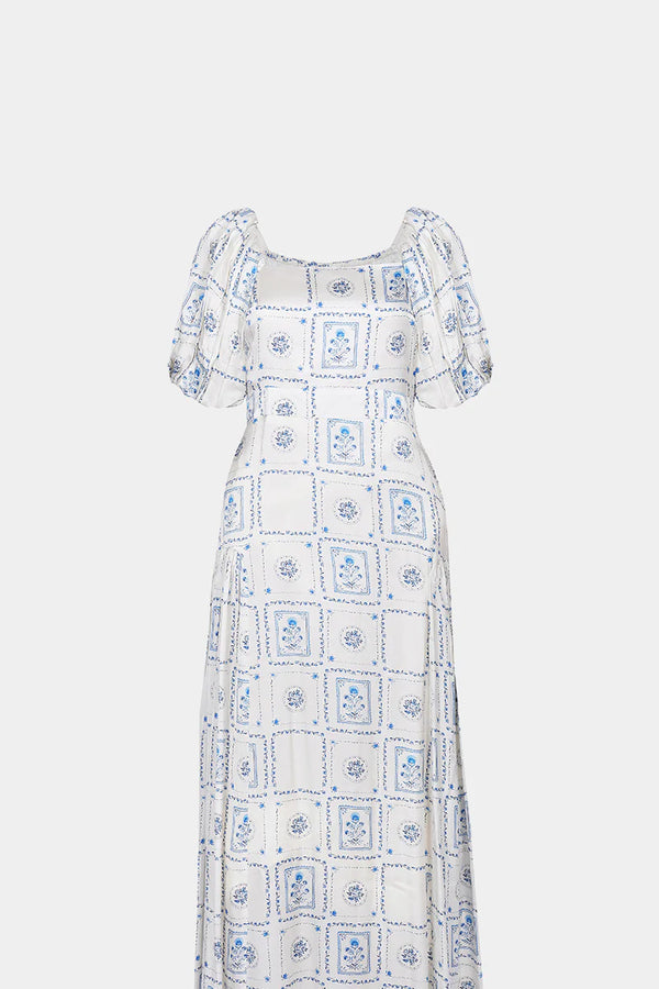 BRDR Chelsa Blue Floral Post Card Dress