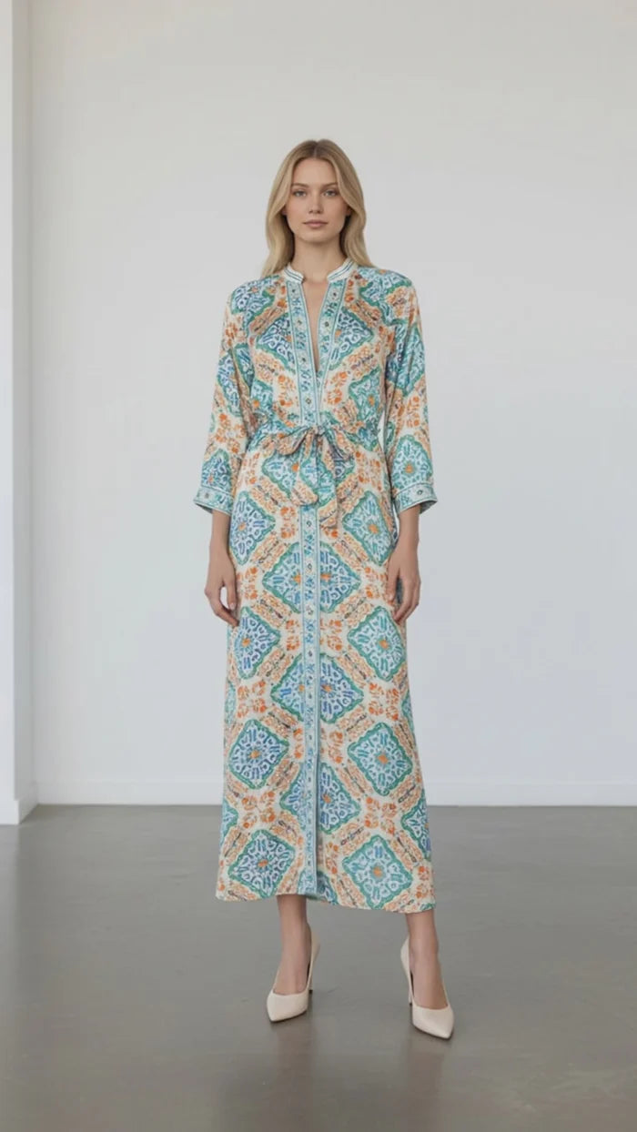 BRDR Bandana Orange Tile Dress