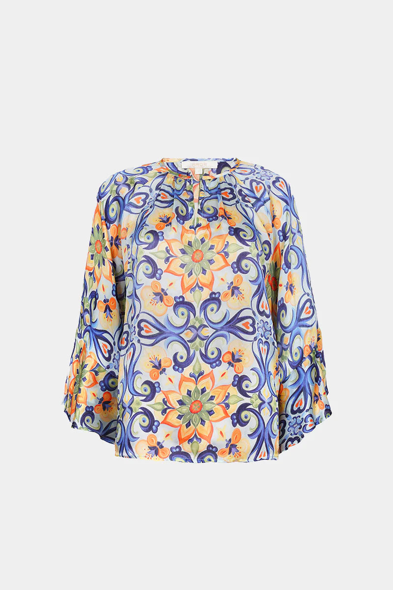 BRDR Pucci Orange Floral Tile Blouse