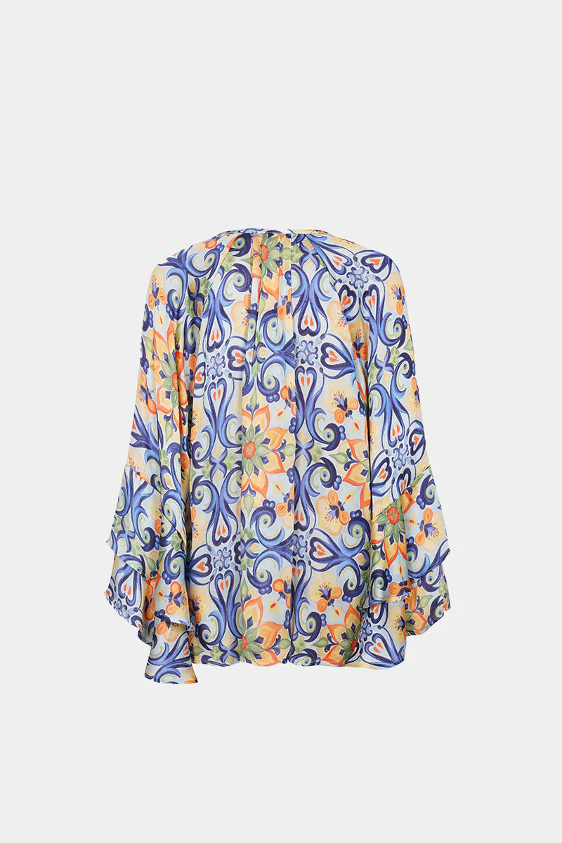 BRDR Pucci Orange Floral Tile Blouse