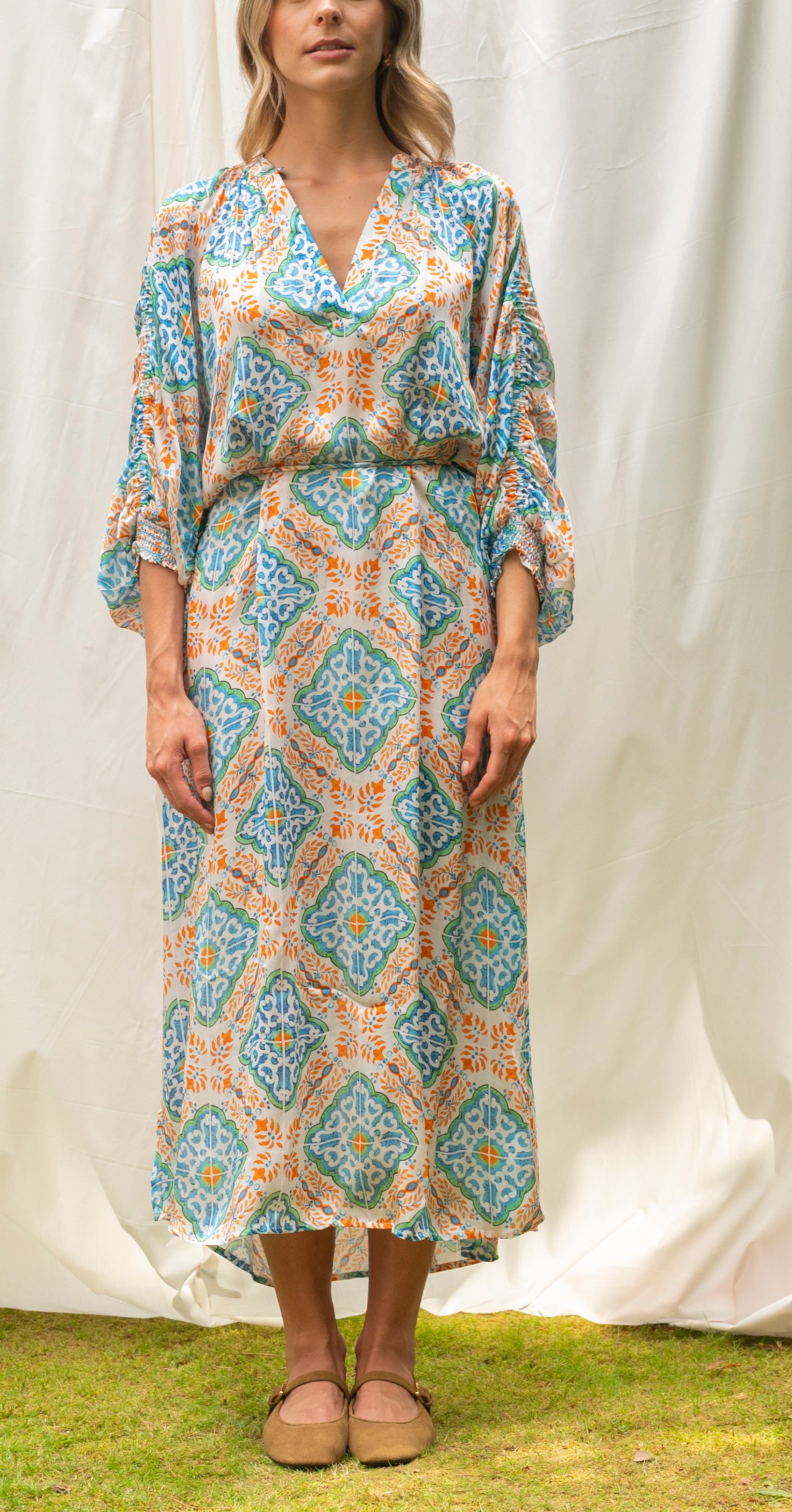 BRDR Tamara Orange Tile Dress