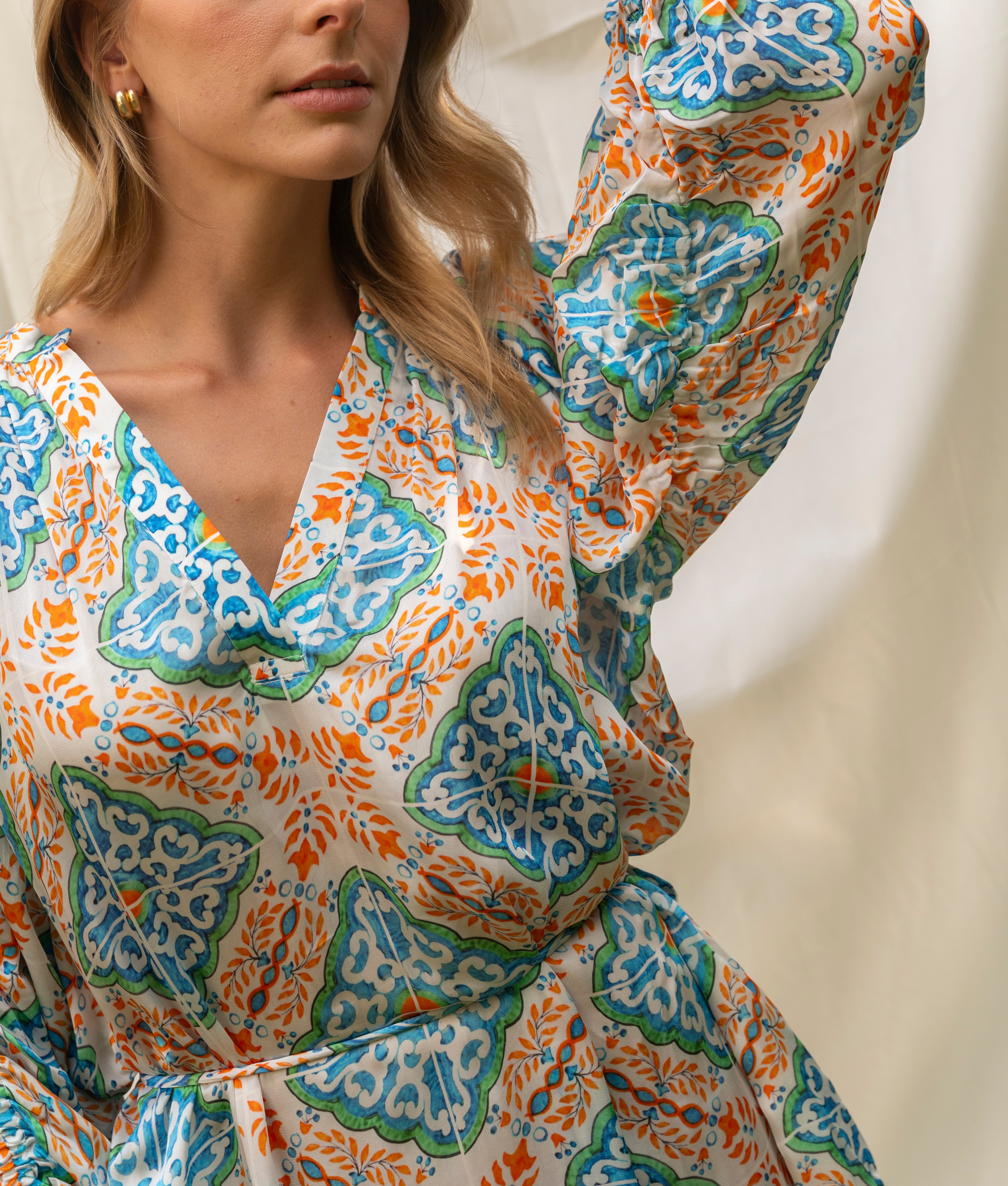 BRDR Tamara Orange Tile Dress