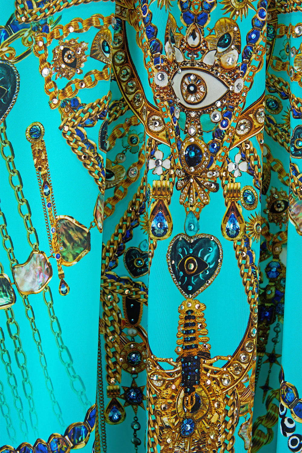 Camilla Short V-Neck Kaftan with ring front trim. Totems and treasures