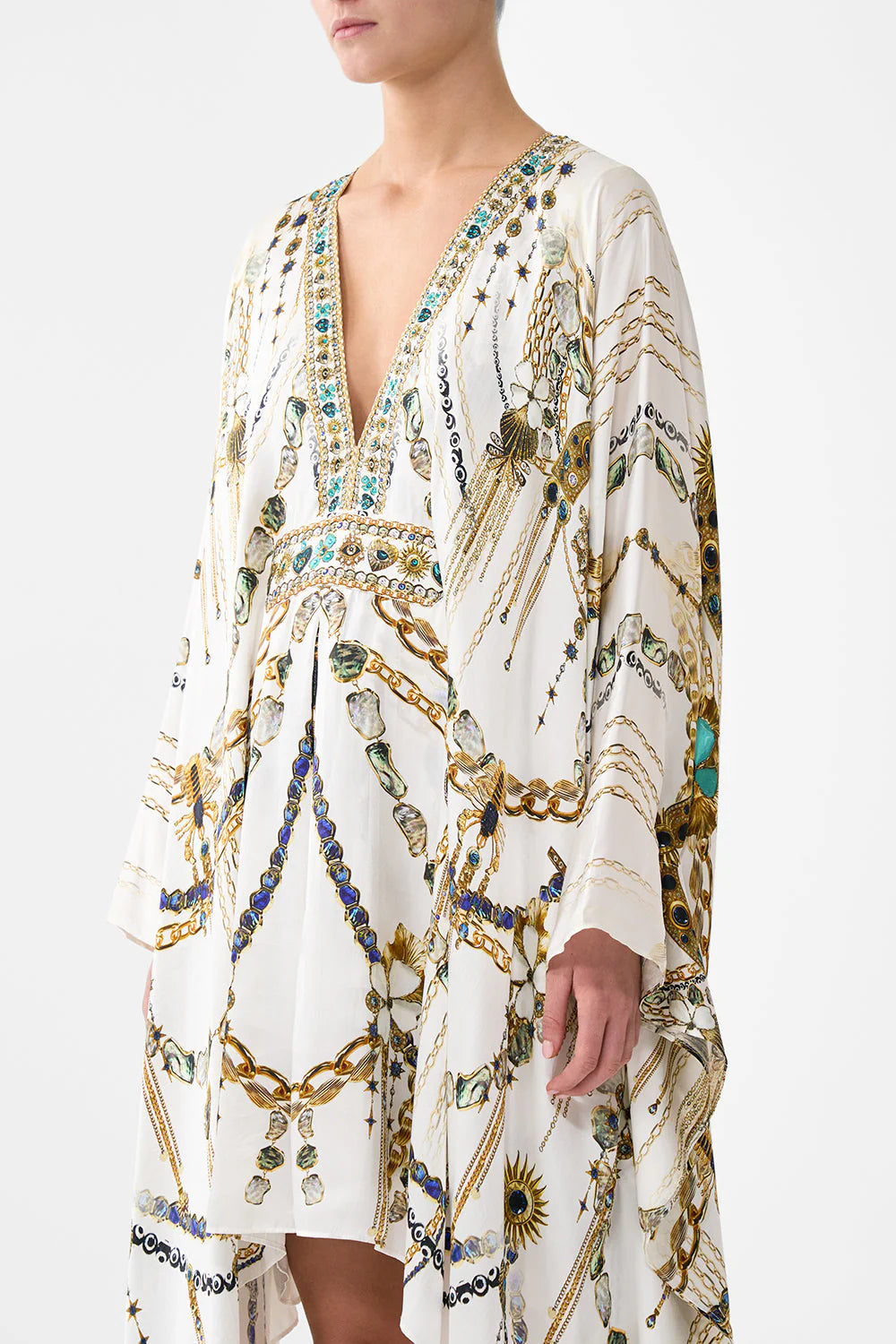 Chain Gang Short Kaftan with Waist Tab
