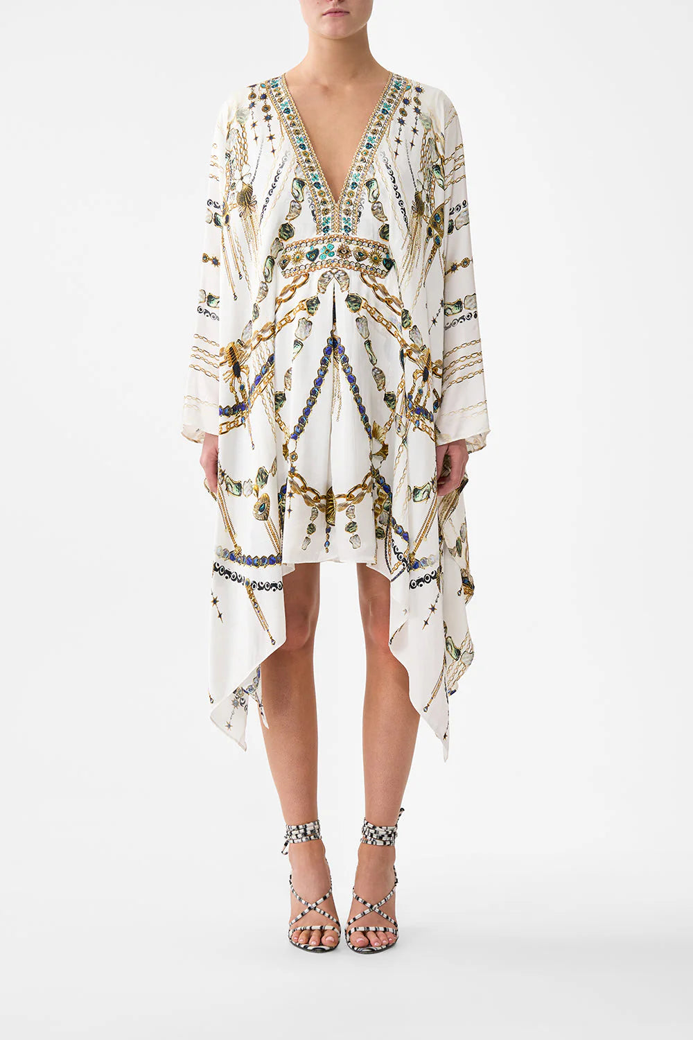 Chain Gang Short Kaftan with Waist Tab
