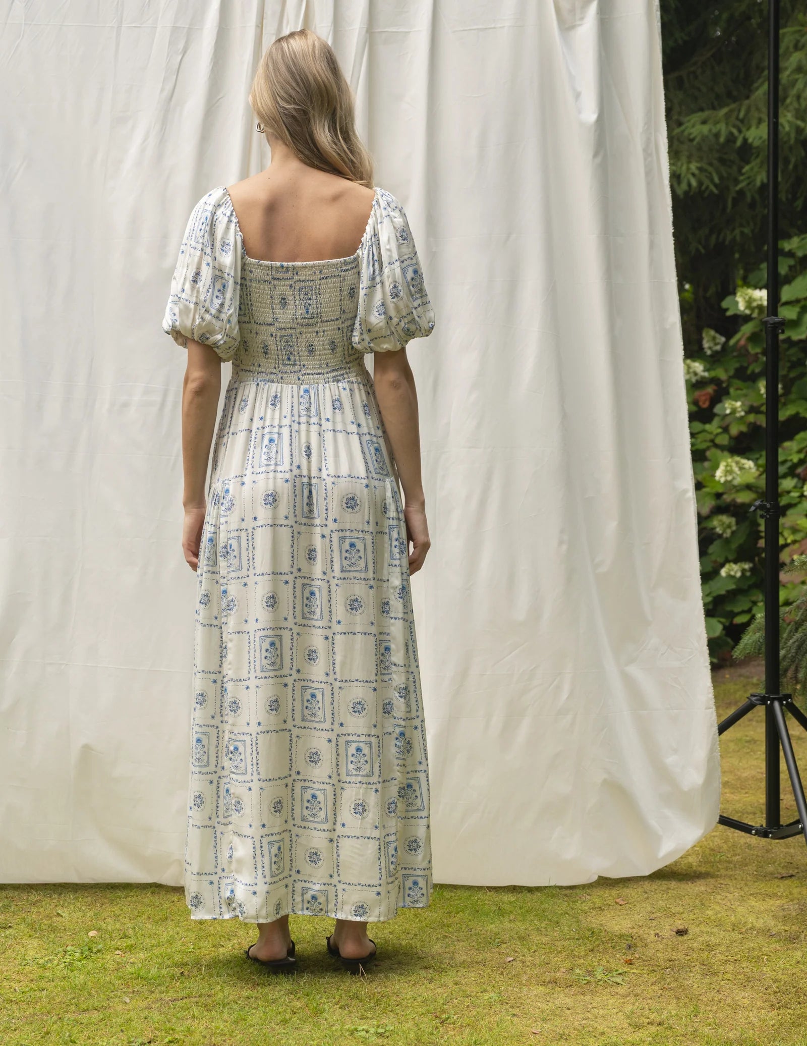 BRDR Chelsa Blue Floral Post Card Dress