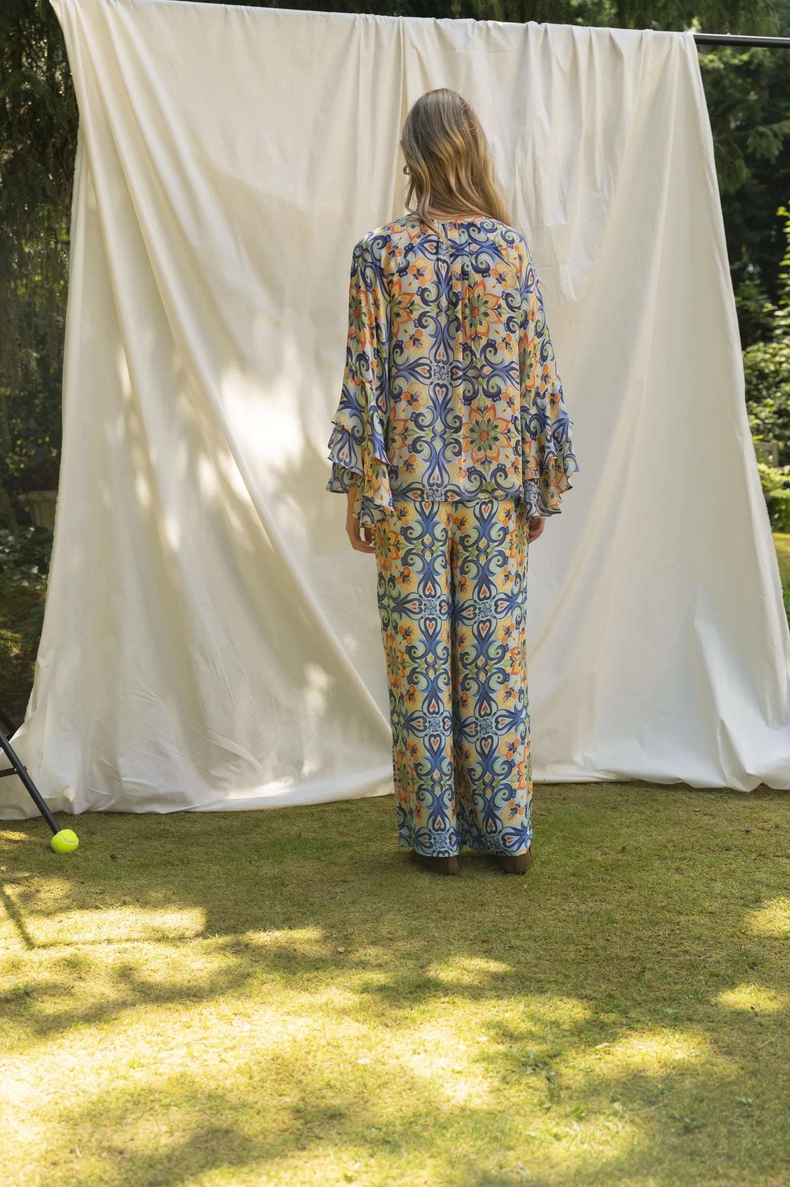 BRDR Pucci Orange Floral Tile Blouse