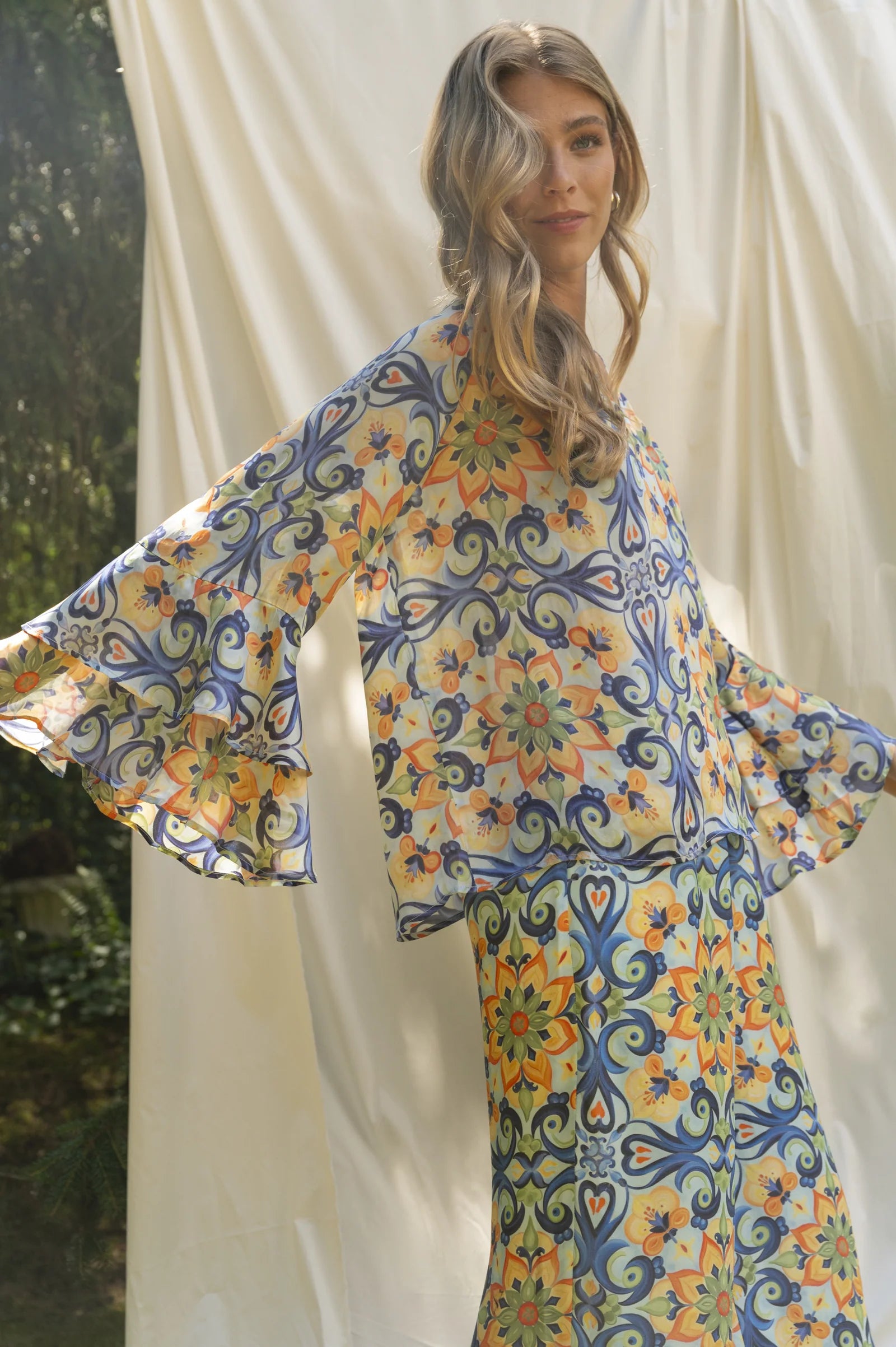 BRDR Pucci Orange Floral Tile Blouse