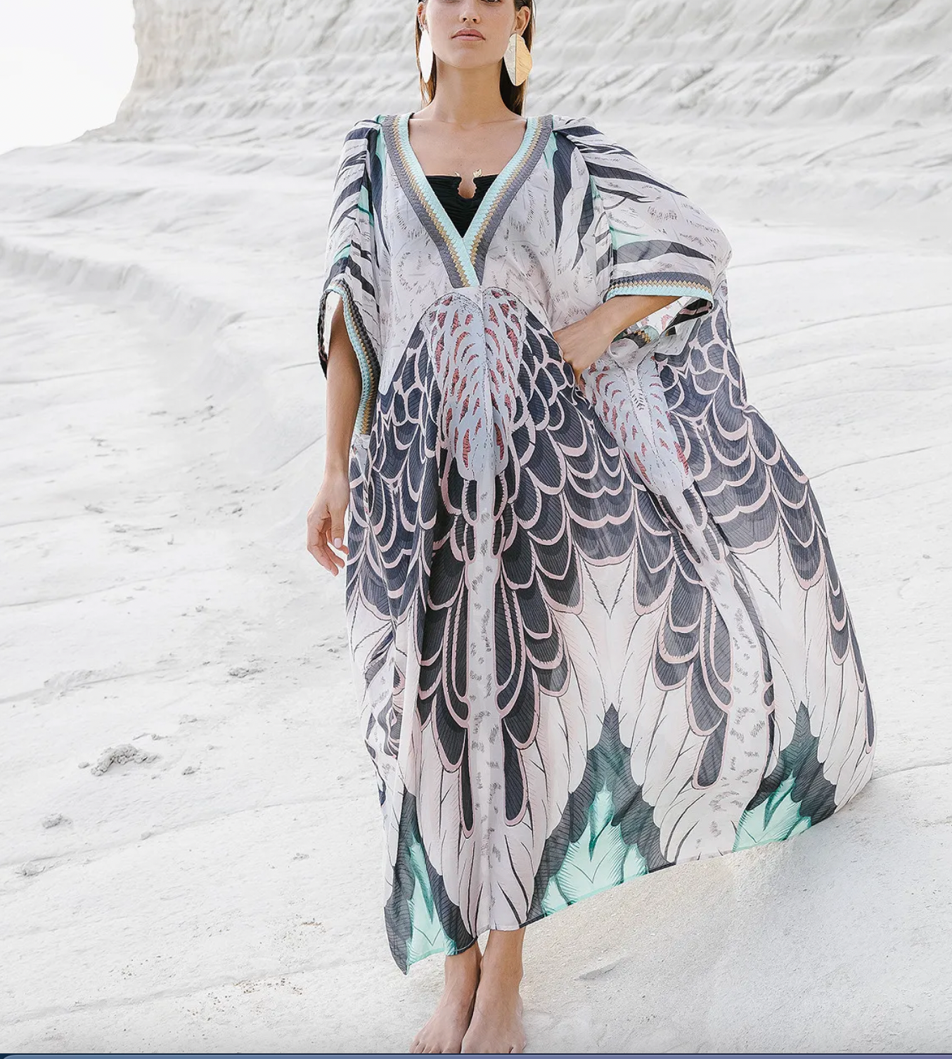 Mes Demoiselles Pheonix Habotai silk Kaftan dress