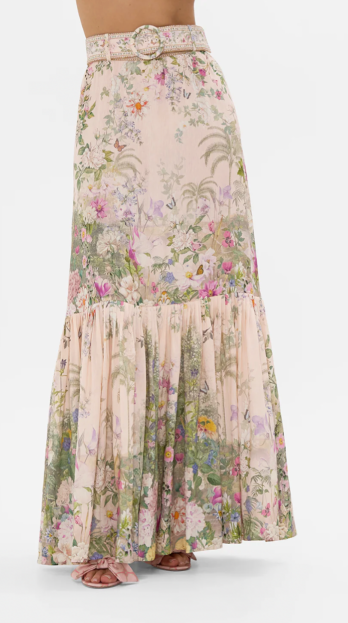 Camilla Palacio Playground Skirt with Deep Hem Frill and Belt