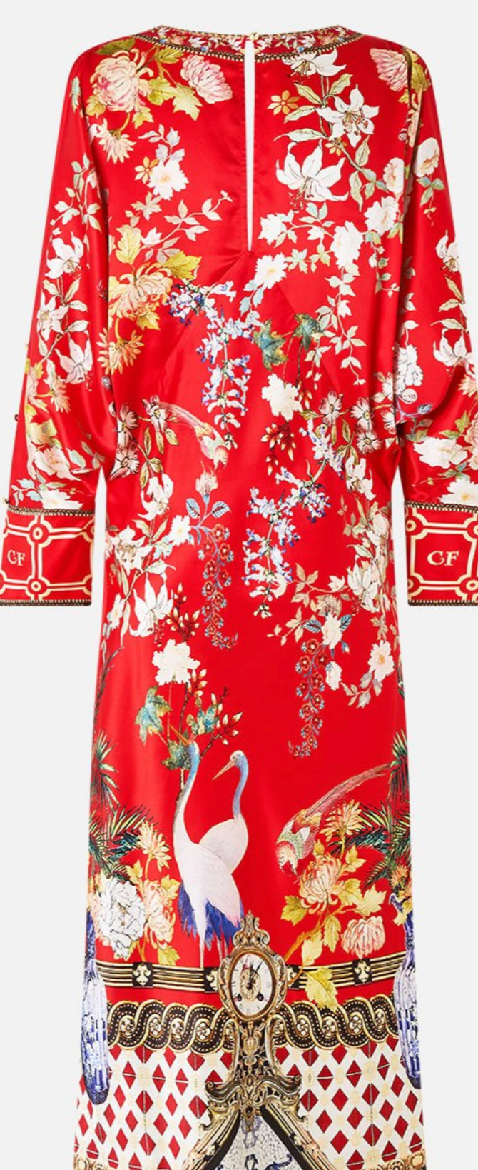 Camilla Plunge Neck Draped Shoulder Dress Lisboa Luxe