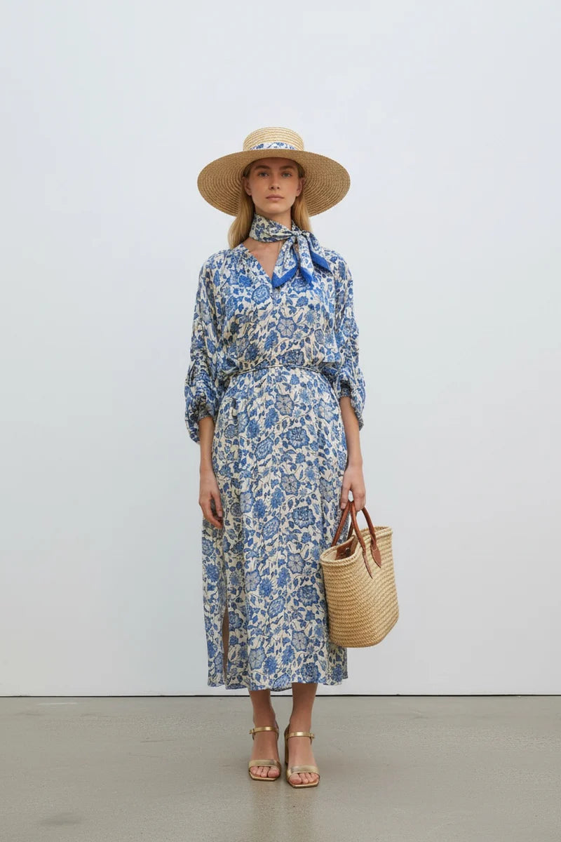 BRDR Tamara Blue Floral Printed Dress